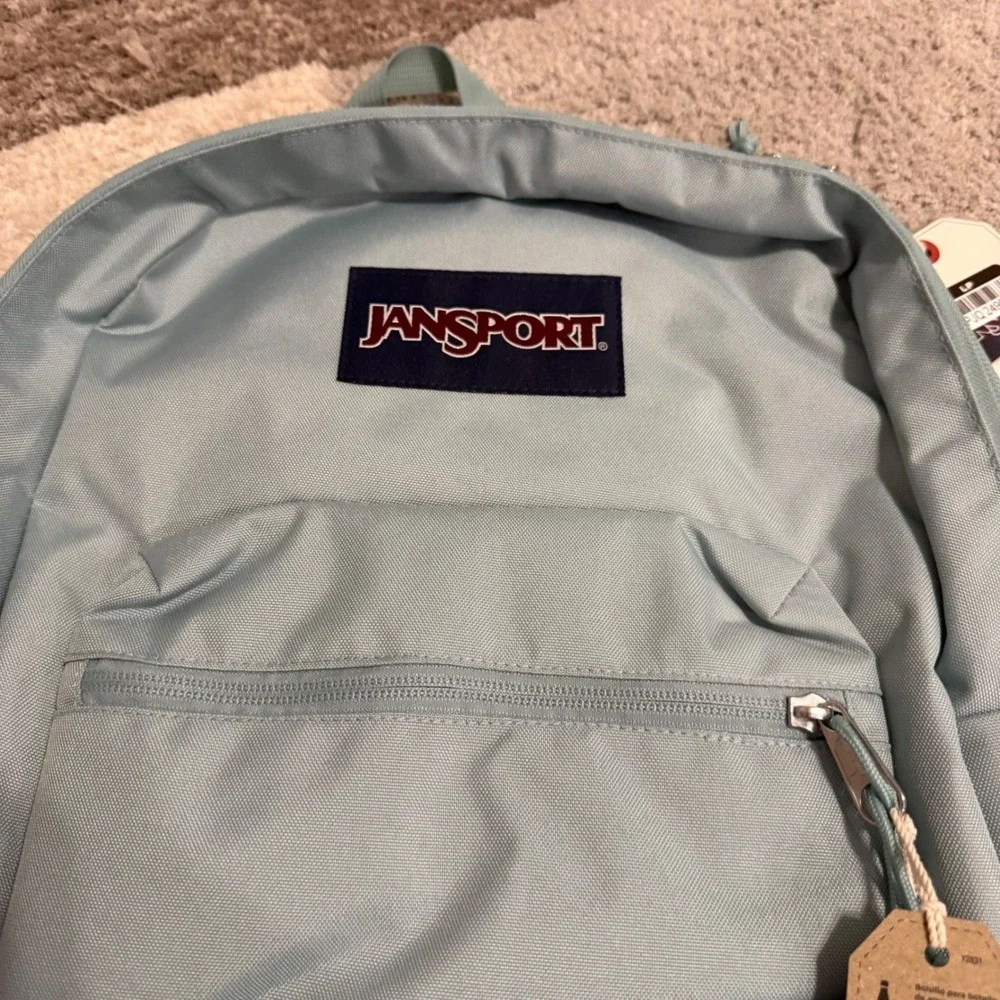 JanSport Cross Town Plus Backpack Faded Sage Green 15in Laptop Sleeve JS0A7ZNZLA